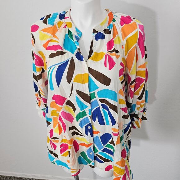 tabitha brown Women's Botanical Print Cover Up Shirtdress sz M - Picture 5 of 11